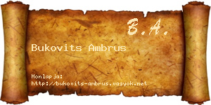 Bukovits Ambrus névjegykártya