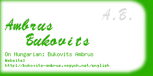 ambrus bukovits business card